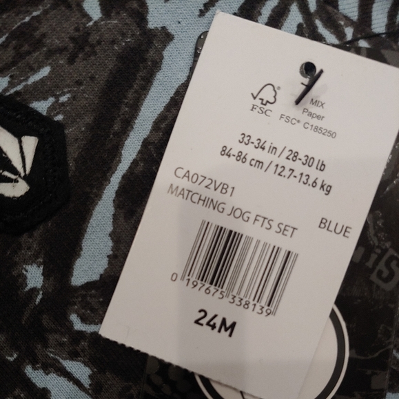 VOLCOM Baby NEW Blue Palm French Terry Hoodie & Shorts Set - Picture 12 of 12